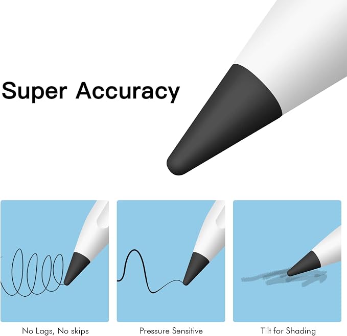 MEKO 4 Pack Replacement Tips for Apple Pencil 1st Gen & 2nd Gen, Pen Nibs for