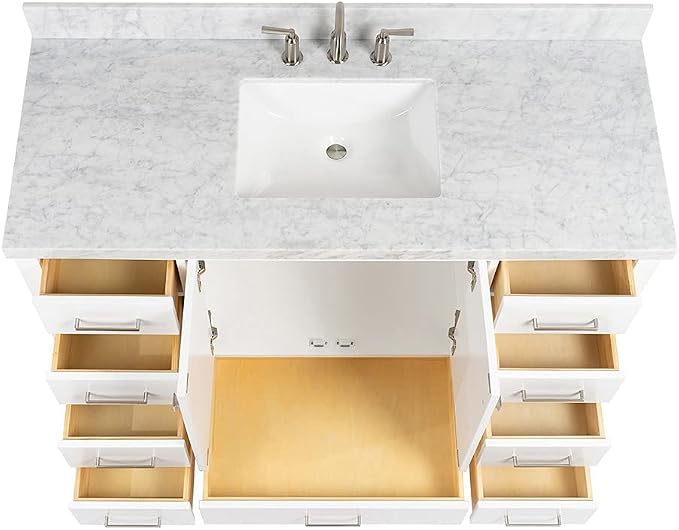 Cambridge 55" White Bathroom Vanity
