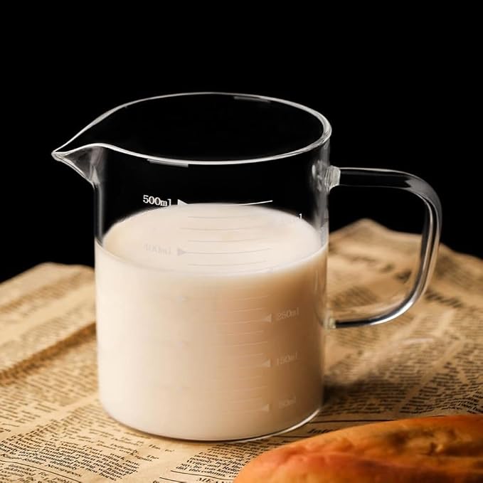 Glass Measuring Cup with V-Shaped Spout, High Borosilicate Glass, Easy-Read