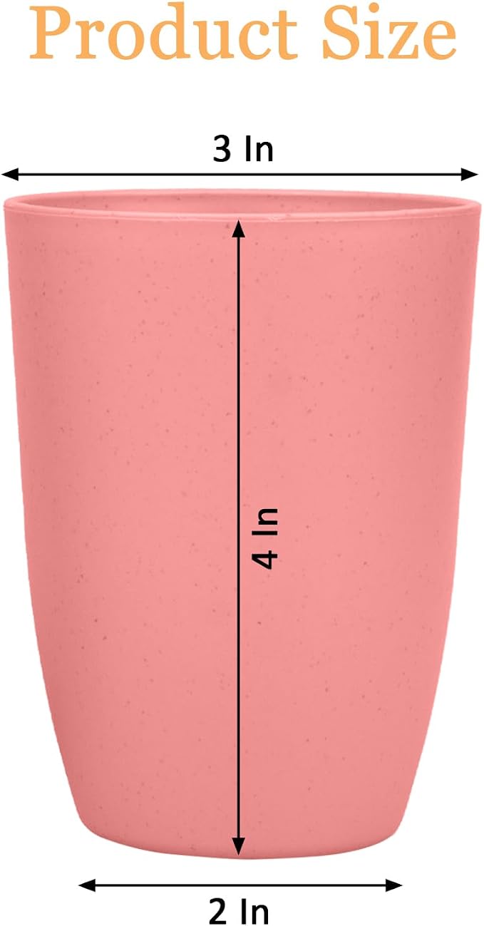 4Pcs Wheat Straw Cups, Unbreakable Drinking Cup, Reusable Cups | 12 oz
