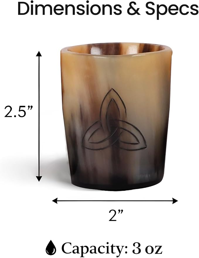 Handicrafts Home Viking Horn Shot Glasses Set of 4, Handmade Natural Ox Horn