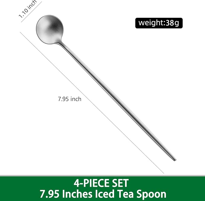 DEHOV 7.95 Inches SS18/10 Long Handle Iced Tea Spoons, Ice Cream, Iced