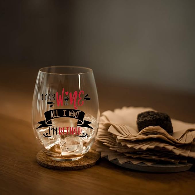 Perfectinsoy I Can Wine All I Want I'm Retired, Retirement Stemless Wine Glass