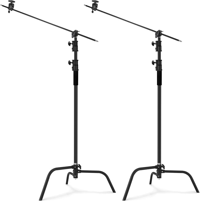 Soonpho 2 Pack 100% Heavy-Duty Steel C-Stand, Pro Photography Light Stand