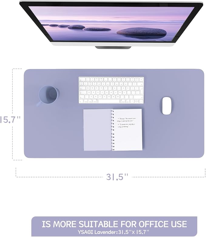 YSAGi Non-Slip Leather Desk Pad, Waterproof Laptop Computer Desk Keyboard Mat