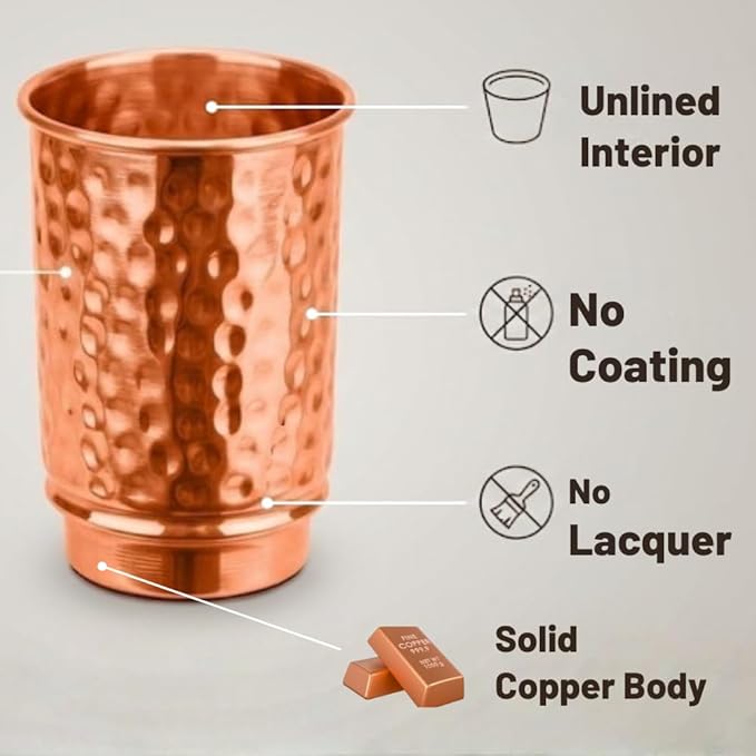 100% Pure Copper Tumblers |BPA Free| No coating| Lacquer Free| Handcrafted