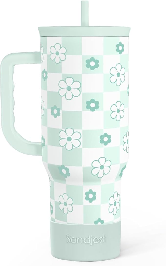 SANDJEST 40oz Daisy Flower Tumbler