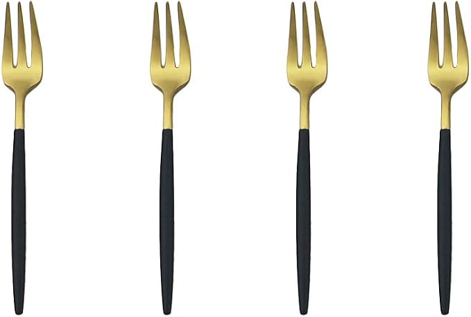 Black Gold Flatware, Royal 4 Piece Matte Black Handle 18/10 Stainless Steel Pie