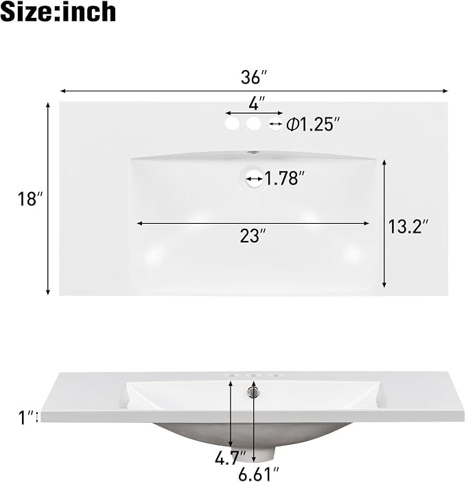 36” Bathroom Vanity with Sink