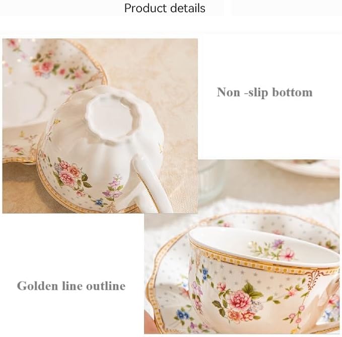 6 oz Vintage flower Ceramic cup and 6" saucer set