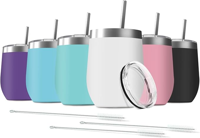 6 Pack 12 oz Stainless Steel Wine Tumbler