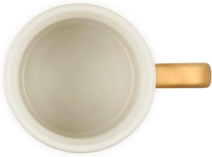 Le Creuset Stoneware Vancouver Mug, 14 oz., Peche/Gold Metallic Handle
