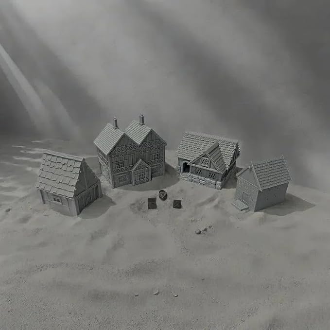 Paintable Tabletop Miniature Little Town Building Terrains Compatible - 18mm