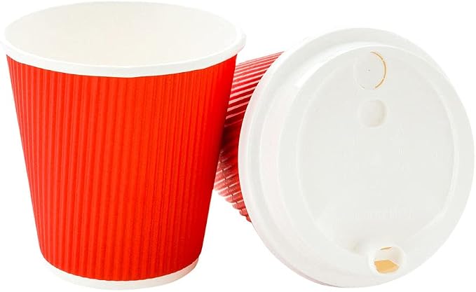 Restaurantware Ripple Wall Coffee Cups 500 Count 8 Ounce Insulated Red Paper