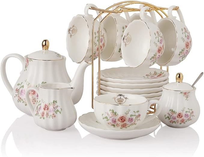 Porcelain Tea Sets British Royal Series, 8 OZ Cups & Saucer Service