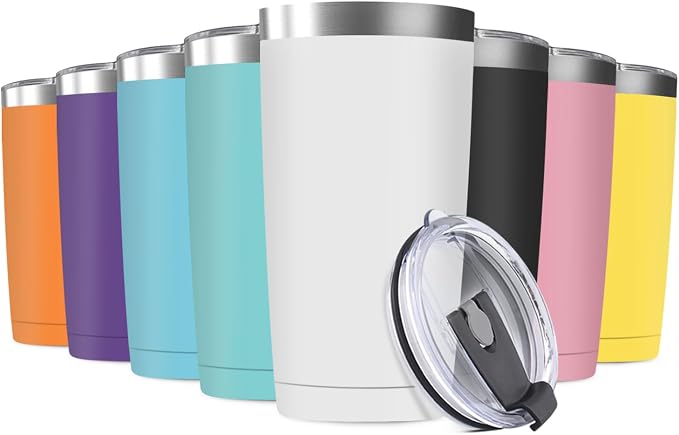 8 Pack 20oz Tumbler Vacuum Insulated Travel Mug