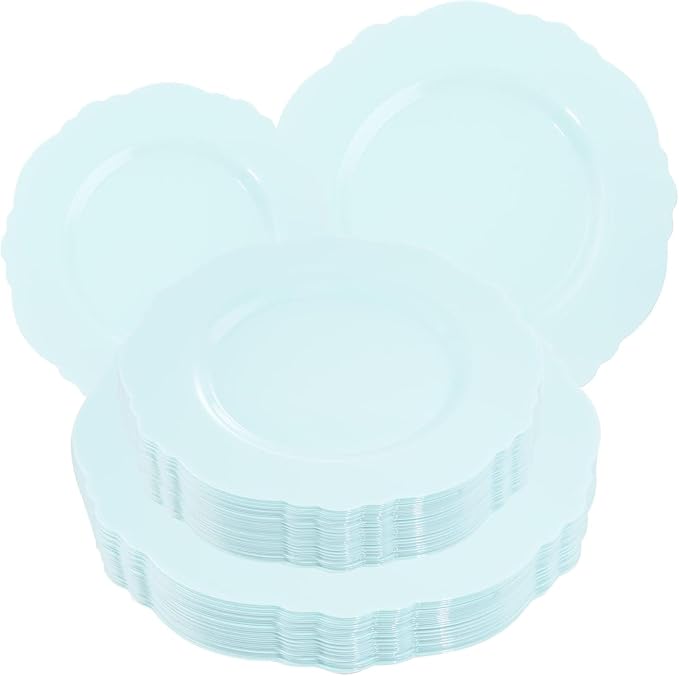 60pcs Mint Green Plastic Plates