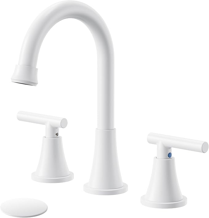 Bathroom Faucets for Sink 3 Hole, White Bathroom Sink Faucet