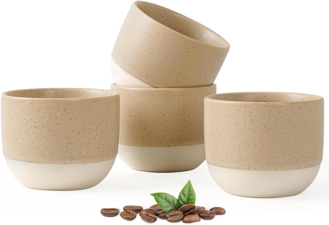 INGOFIN Ceramic Espresso Cup Set of 4-4.2 oz Espresso Cup