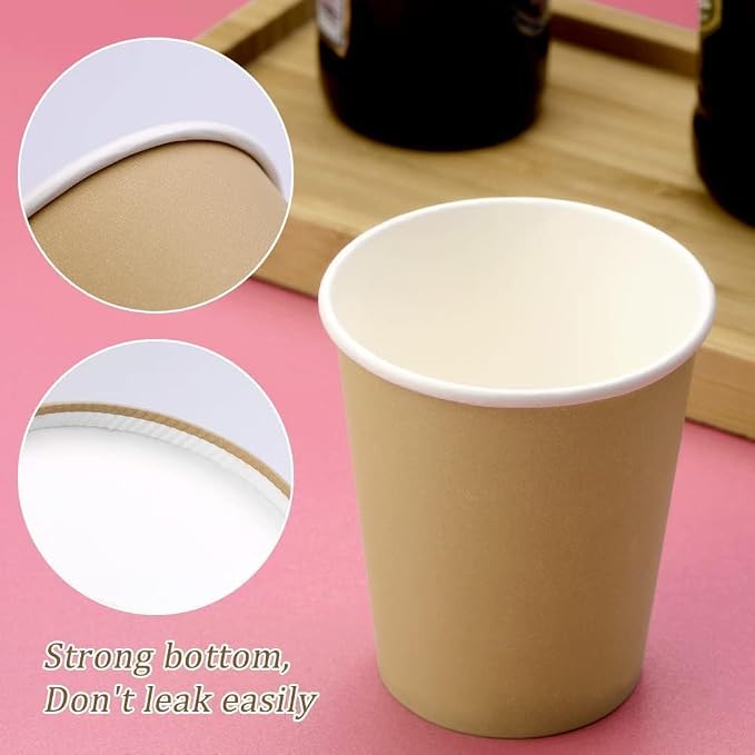 75 Pack 8 oz Disposable Paper Cups, Khaki Paper Coffee Cups | Beverage Drinking