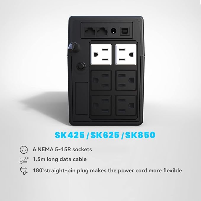 Ups Battery Backup and Surge Protector 425VA/240W, Computer Uninterruptible