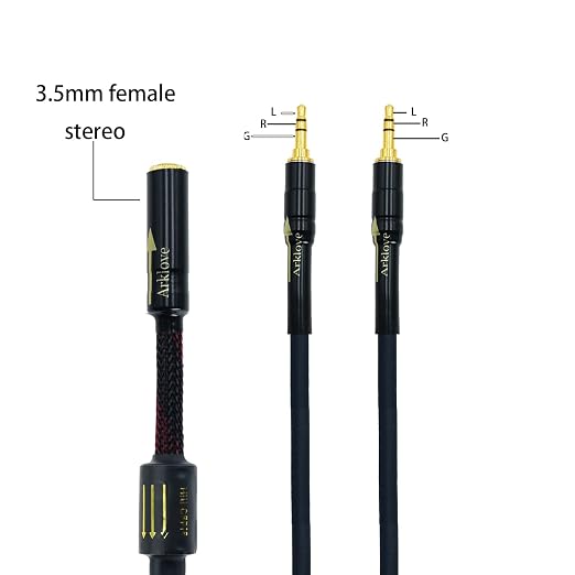 Arklove 10ft Shielded 1/8" aux Input 3.5mm Female to 2X 3.5 Output Splitter