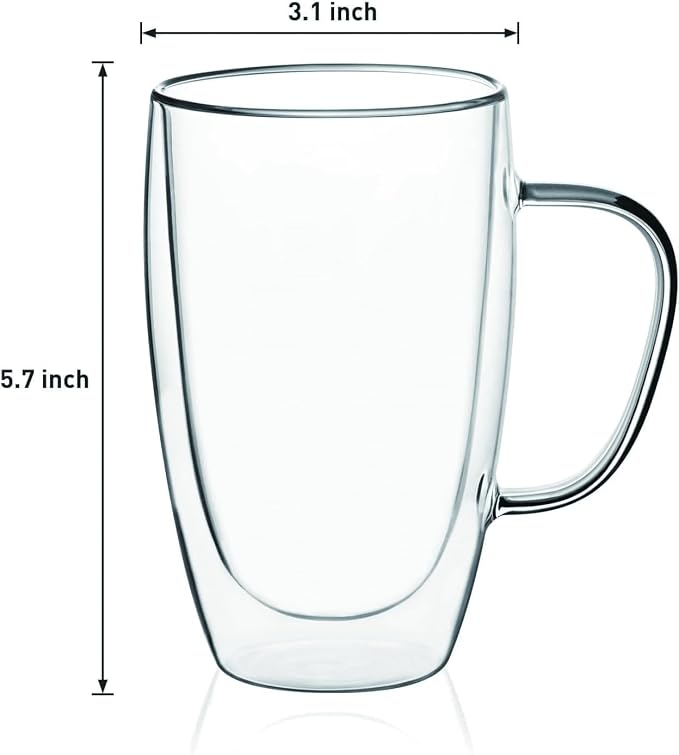 Espresso Cups Set Of 2, Double Walled Glass Coffee Mugs