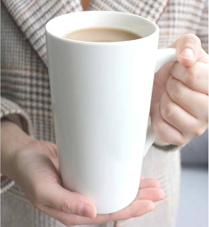 2 Pack 20 OZ Coffee Cup Simple Pure White Ceramic Cup | Plain Large Tall White