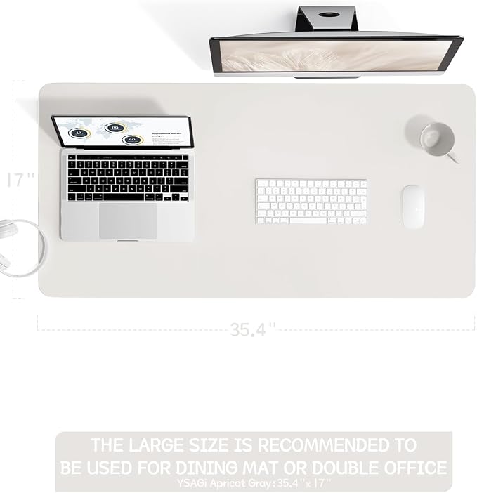 YSAGi Non-Slip Leather Desk Pad L Size, Waterproof Laptop Computer Desk
