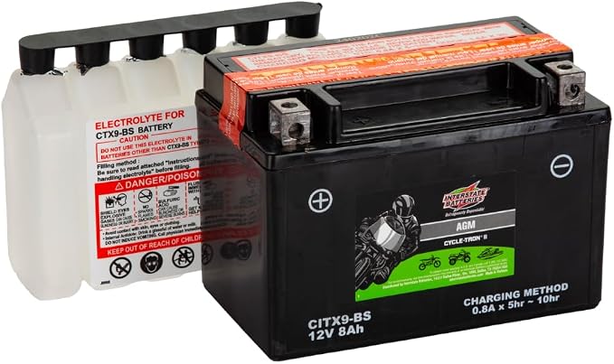 Interstate Batteries YTX9-BS 12V 8Ah Powersports Battery 130CCA AGM