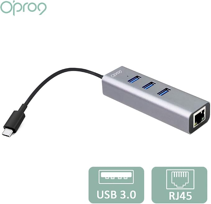 Opro9 4-in-1 USB C to Ethernet Hub, USB OTG Network Adapter, 3xUSB 3.0