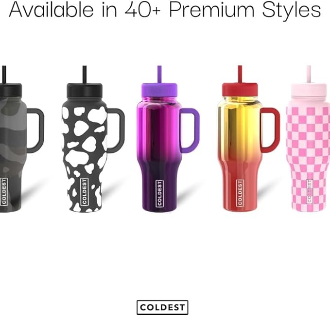 Coldest Tumbler with Handle and Straw, 100% Leak Proof Insulated Tumbler with