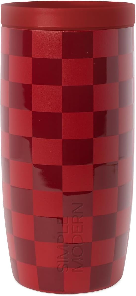 Simple Modern Insulated Travel Coffee Mug 360° Lid | 16oz | Checkered | Voyager