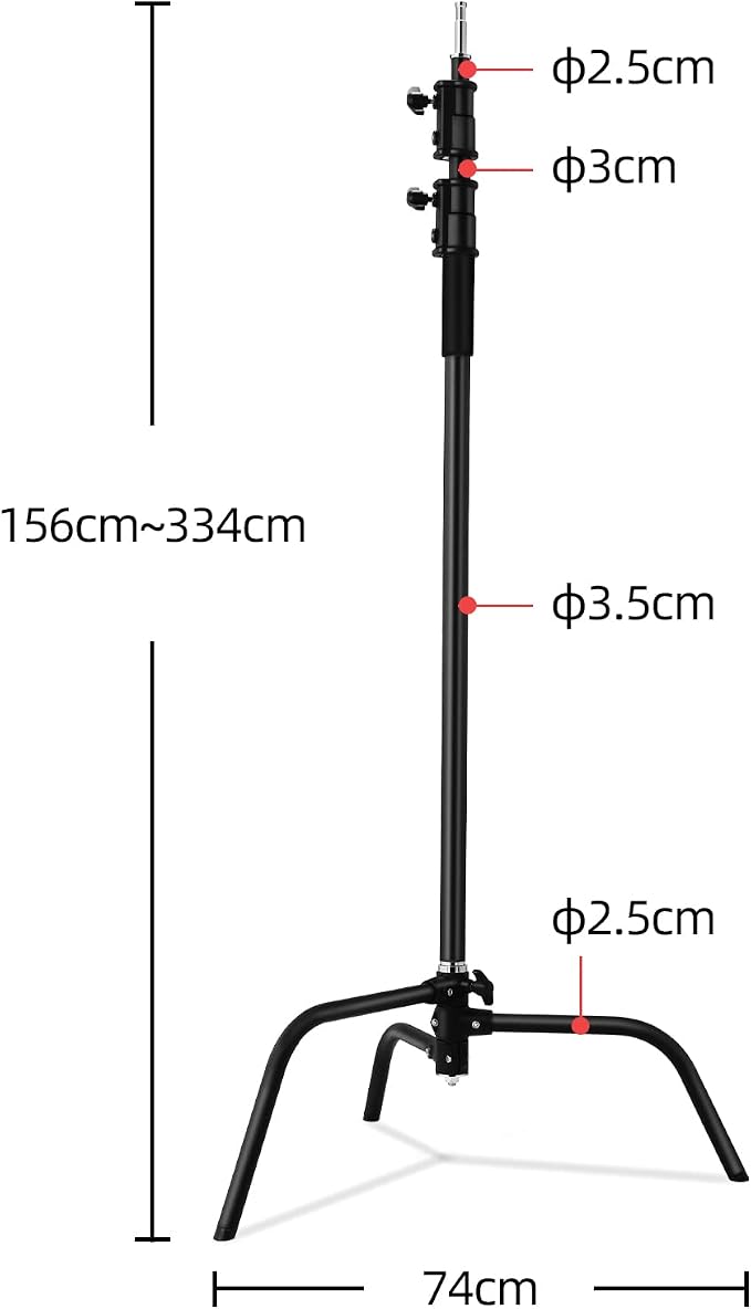 Soonpho 2 Pack 100% Heavy-Duty Steel C-Stand, Pro Photography Light Stand