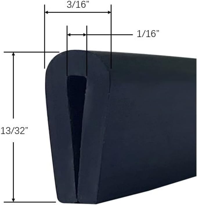 Rubber Edge Trim, 1/16" U Channel Edge Trim, EPDM Edge Protector, Length 20Ft