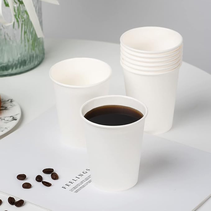 YEEHAW 8 oz 300 Pack White Disposable Paper Coffee Cups |