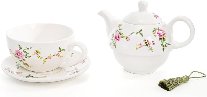 Coloch Tea for One Set, Porcelain Teapot Cup and Saucer Set