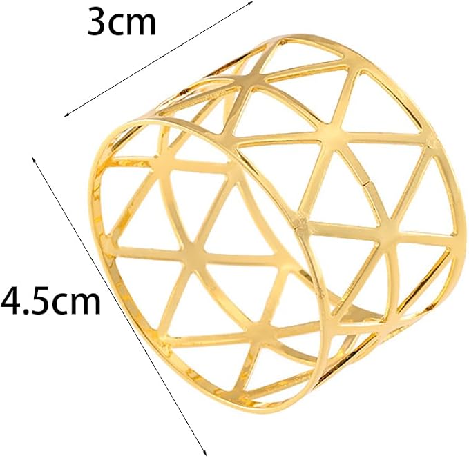 14K Gold Napkin Rings Set of 12, Metal Napkins Rings Holder Buckles