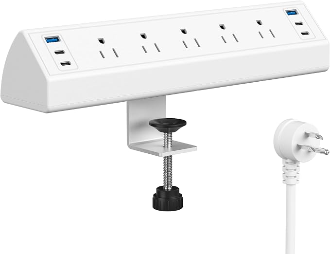 Desk Clamp Power Strip USB C, Under Desk Mount Power Station, 20W Fast Charging