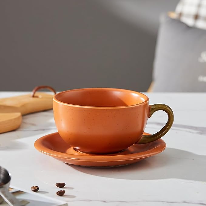 Coffeezone Vintage Design 12 oz Ceramic Latte Art Cappuccino Barista Cup