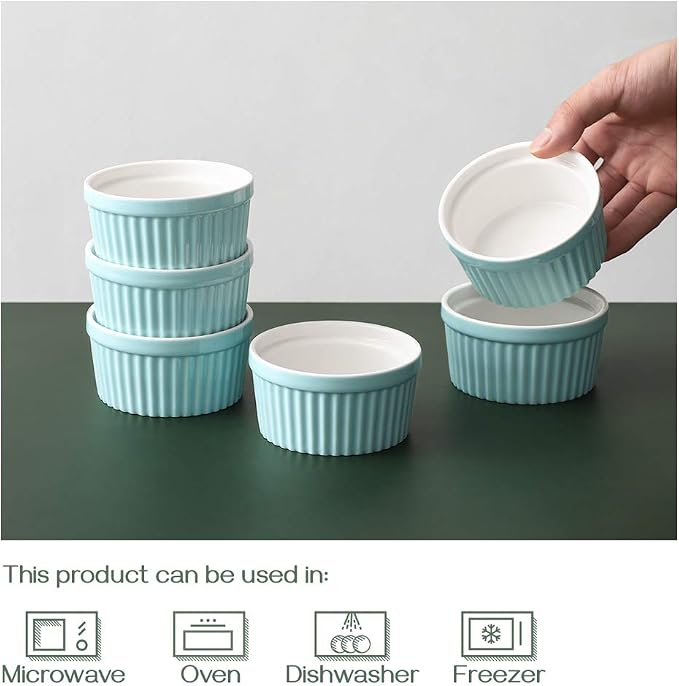 DOWAN 4 oz Ramekins for Creme Brulee, Porcelain Ramekin Oven Safe, Classic