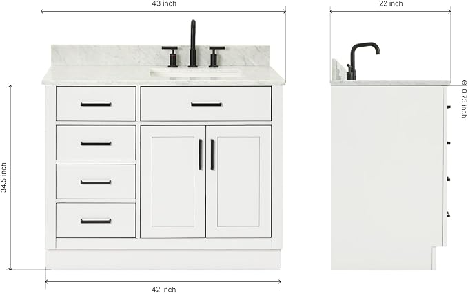 Hepburn 43 Inch Single Sink Bathroom Vanity in White
