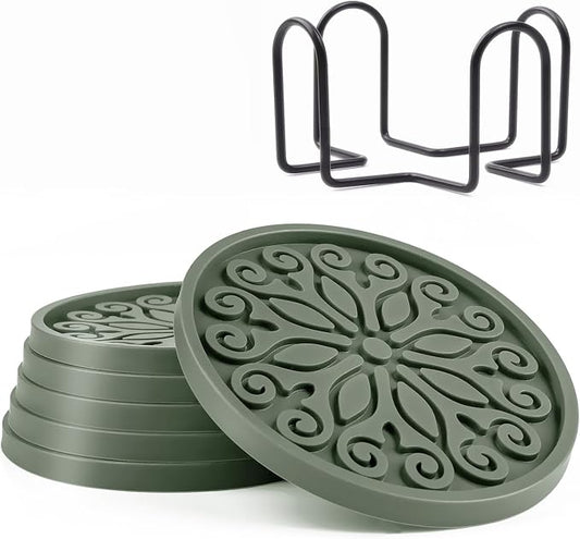 Coasters for Drinks, Resistant Reusable Silicone Coasters