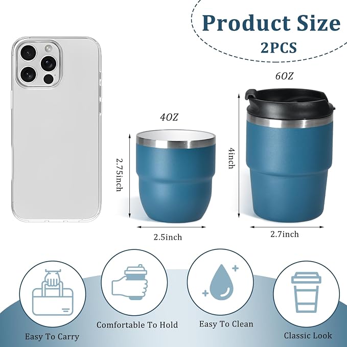 CHLJAR Espresso Cups, 4oz Insulated Espresso Cup Set of 2, Espresso Shot Cups
