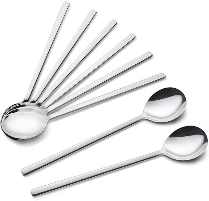 IQCWOOD Spoons, 8.5 Inch Stainless Steel Soup Spoons | Korean Soup Spoons