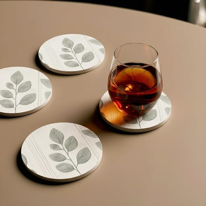 VEYRO Ceramic Coasters Set of 6 or 4 – Absorbent Stone Drink Coasters