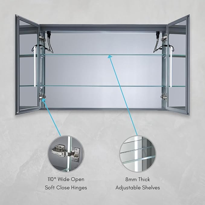 40x26 LED Lighted Bathroom Medicine Mirror Cabinet