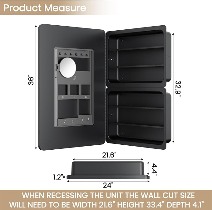 Rresyet 24×36 Bathroom Mirror Cabinet