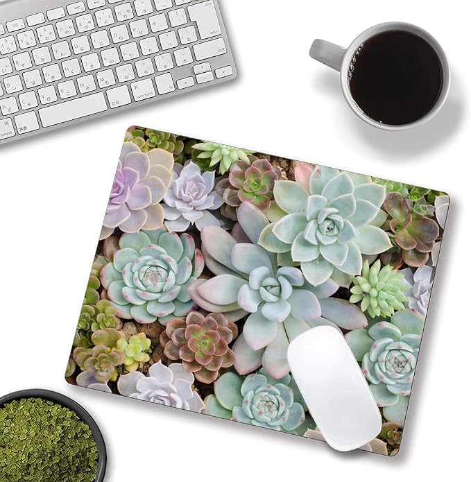 Cute Succulents Mouse Pad, Natural Plants Mousepad