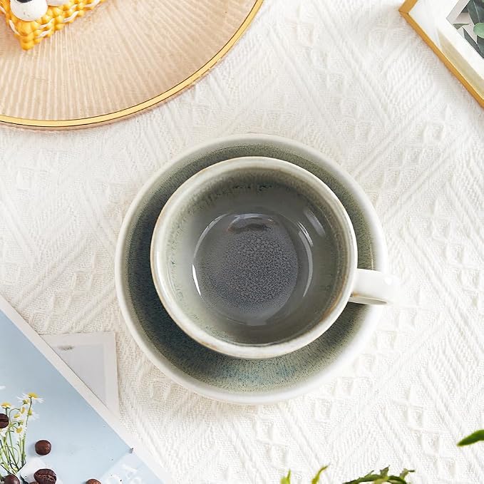 Coffeezone Vintage Design 12 oz Ceramic Latte Art Cappuccino Barista Cup